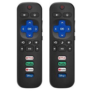Replacement Remote Control for Roku TV All TCL Hisense Series Smart TVs, 2 Pack